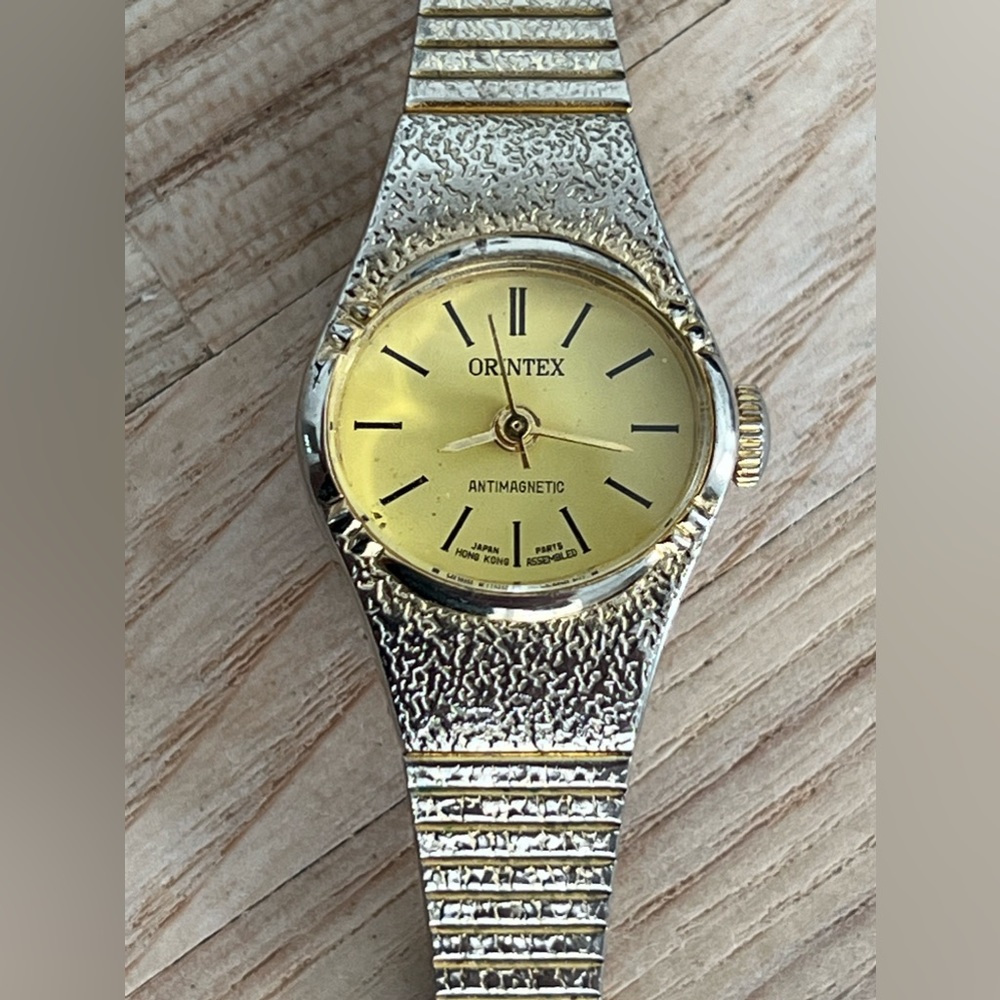 Orintex Ladies Watch Vintage Gold Tone Bracelet and Yellow Dial